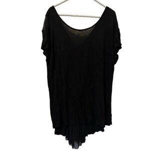 Dantelle Tunic Women 1x Sheer cut out Black Rayon linen boho whimsigoth goth NWT